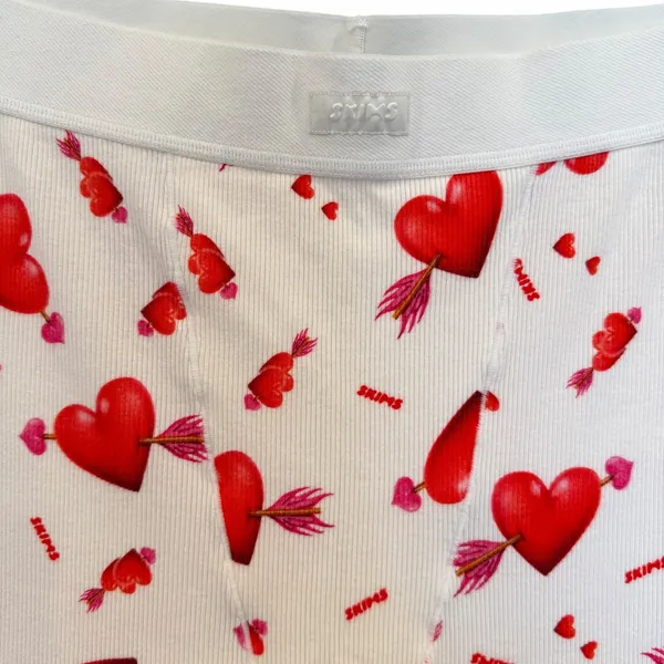Skims Cotton Rib Leggings In Marble Red Heart & Arrow Valentines Day Print - Image 3