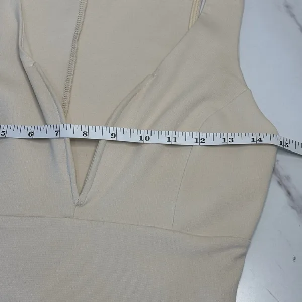 Lulus Fitted‎ Stretch Dress That Thing You Do Bodycon Deep V Ivory Size S - Image 7