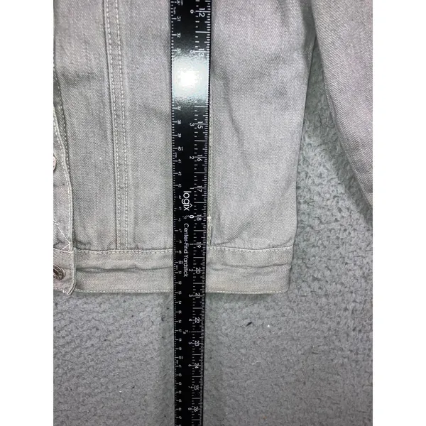 Vintage Guess USA Women M Gray Denim Trucker Jacket 90s American Tradition Flaw - Image 7