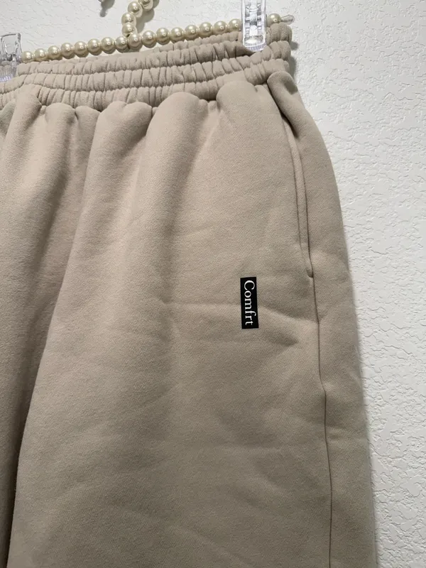Comfrt heart Cream and tan love sweatpants - Image 2