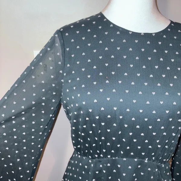 Ted‎ Baker London Kobie Heart Dot Chiffon Long Sleeve Minidress Sheer Chiffon - Image 3