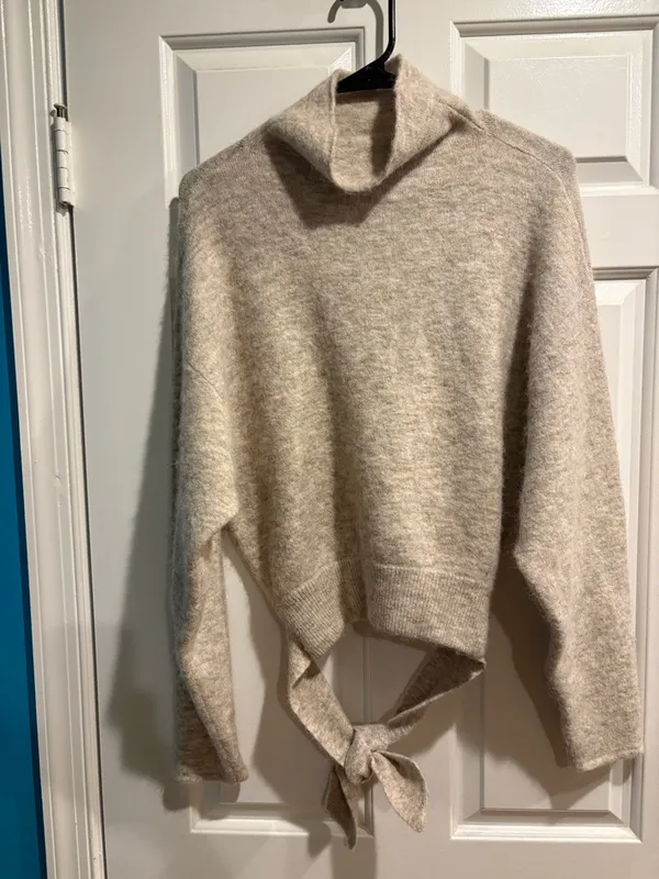 Wilfred Lorin Sweater by Aritzia beige sz L funnel neck - Image 4