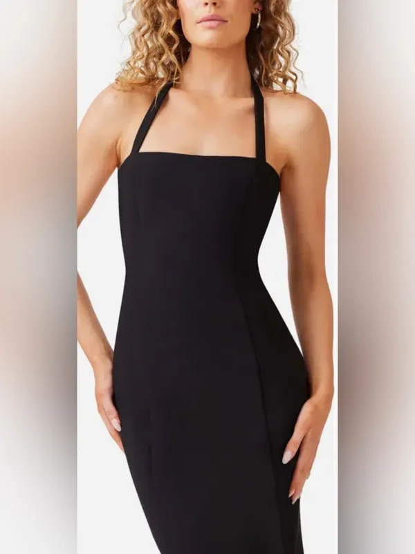 NEW ELLIATT Selena Sleeveless halter Midi Black Dress sz M - Image 4