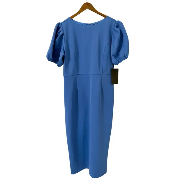 Lulus Simply Beloved Blue Puff Sleeve Bodycon Midi Dress size XXL NWT - Image 4