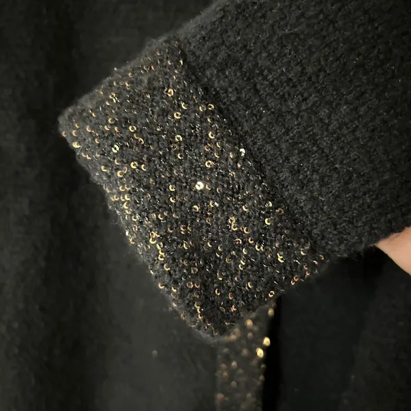 J.Crew Sequin Trim Lady Jacket Cardigan Black Extra Soft Yarn CP346 Size XS - Image 5