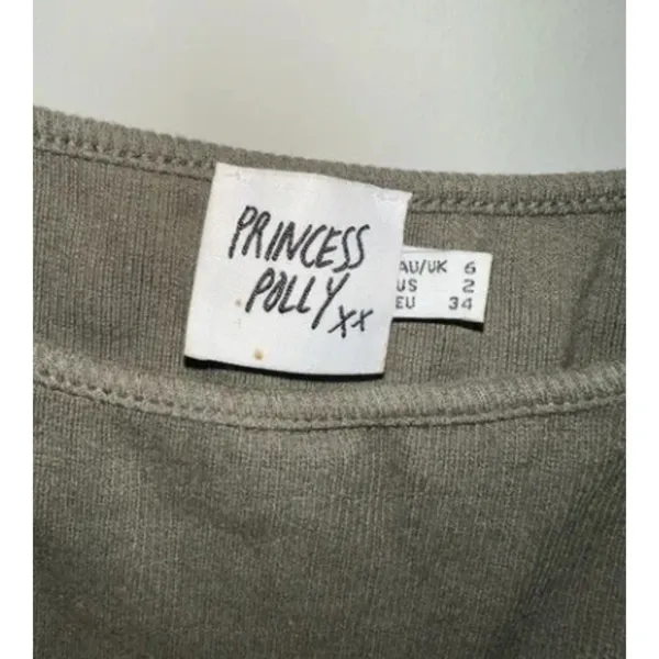 Princess Polly Olive Green Ribbed Cropped Tank Top‎ Women's Size 2 - Image 3