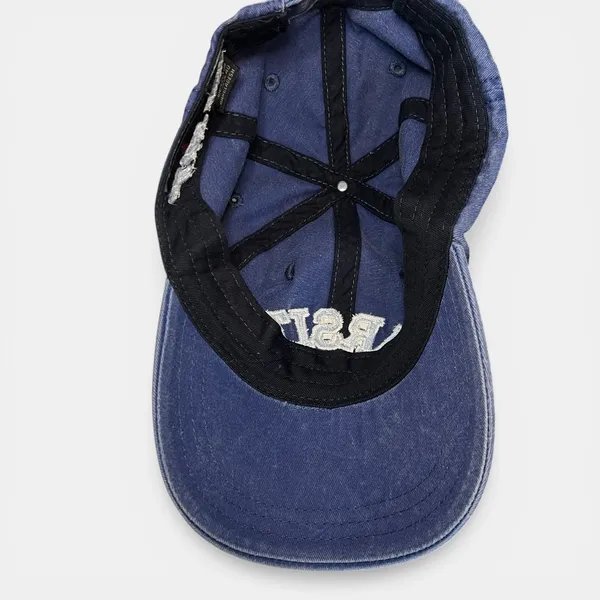 Varsity Embroidered Dad Hat Blue Washed Adjustable Strapback Vintage Style‎ Cap - Image 4