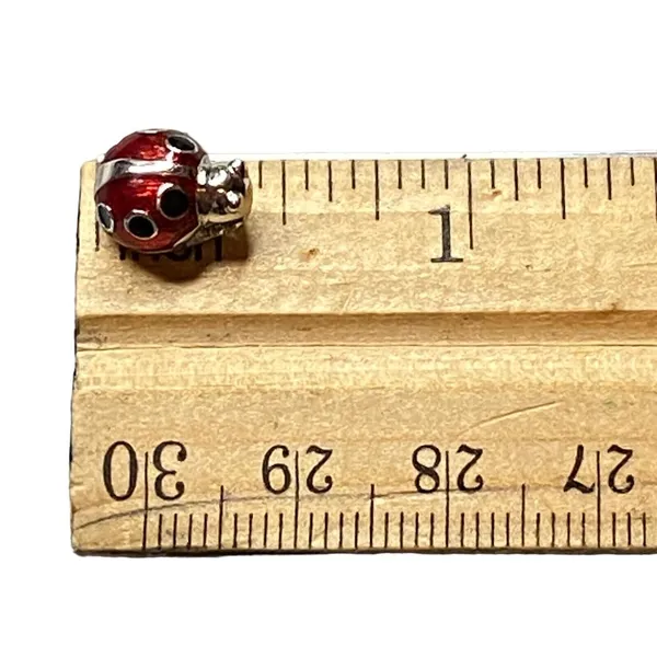 925 sterling silver red enamel Black Dots lady bug charm for bracelets/ Pendant - Image 3