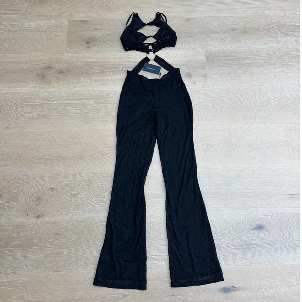 Outcast Jumpsuit Cutouts Lace Oakley Size L Black - Image 5