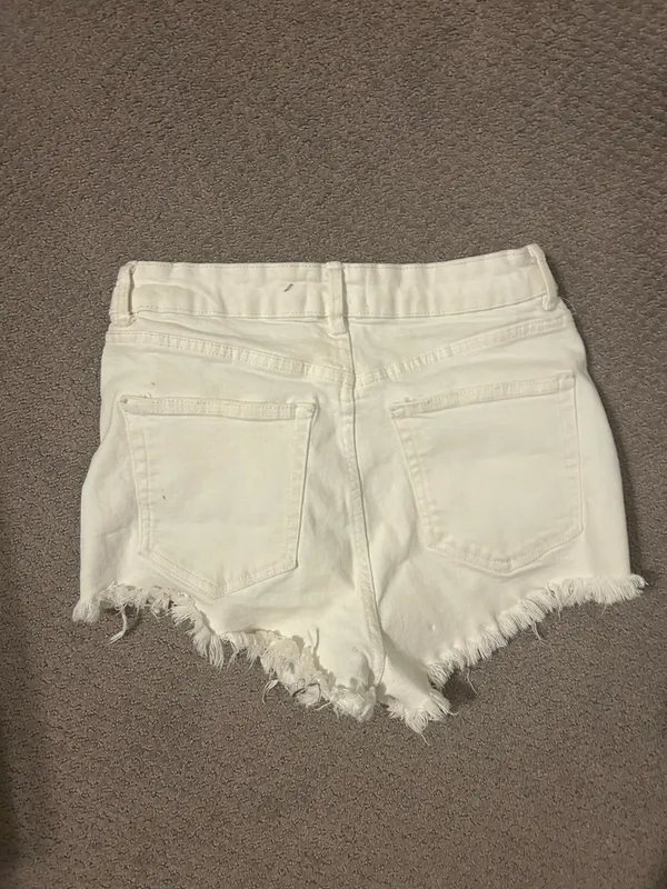 ZARA White Denim Shorts - Image 3