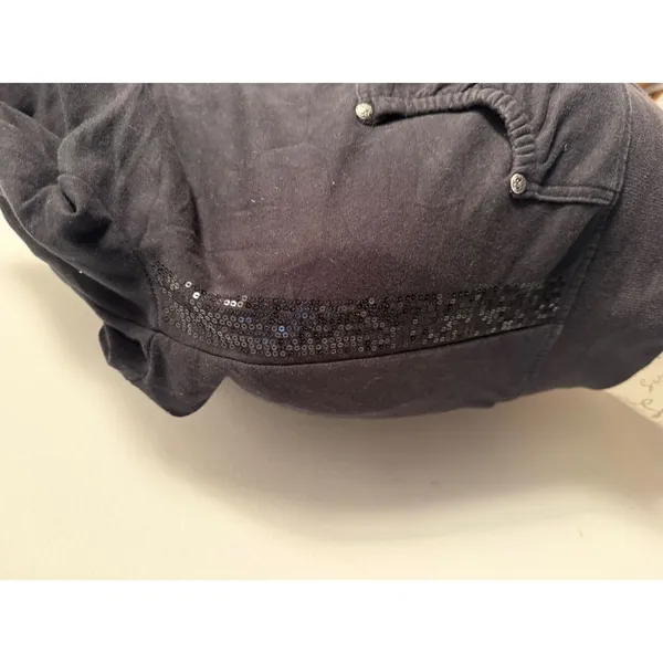 Baby Phat Girls Black‎ Zip Up Track Jacket Sequin Stripe Velvet Cat Crest XL y2k - Image 6