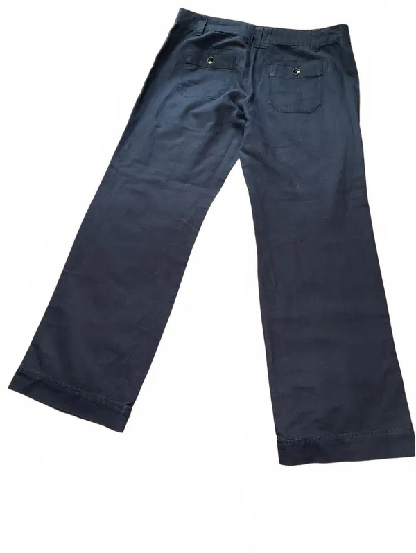 Converse One Star Wide Leg Pants Navy Blue Linen Blend Size 10 Fit 3 Beach Boho - Image 4