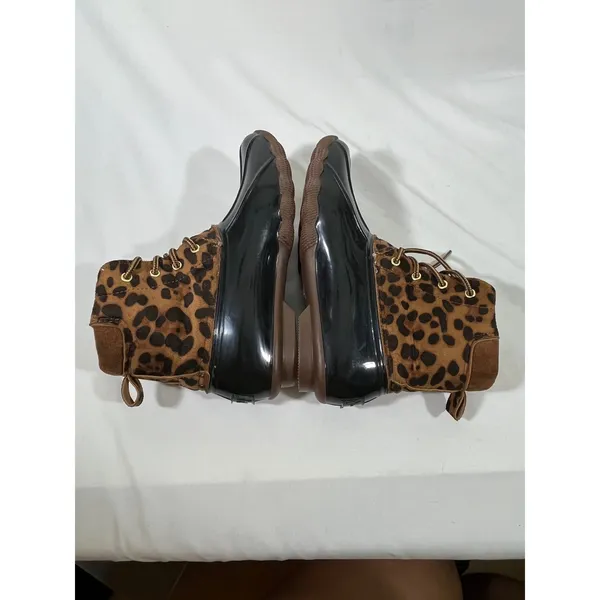 Jessica Carlyle GAVIN-17L Leopard Print Duck‎ Boots Women 7.5 Black Brown Snow - Image 5