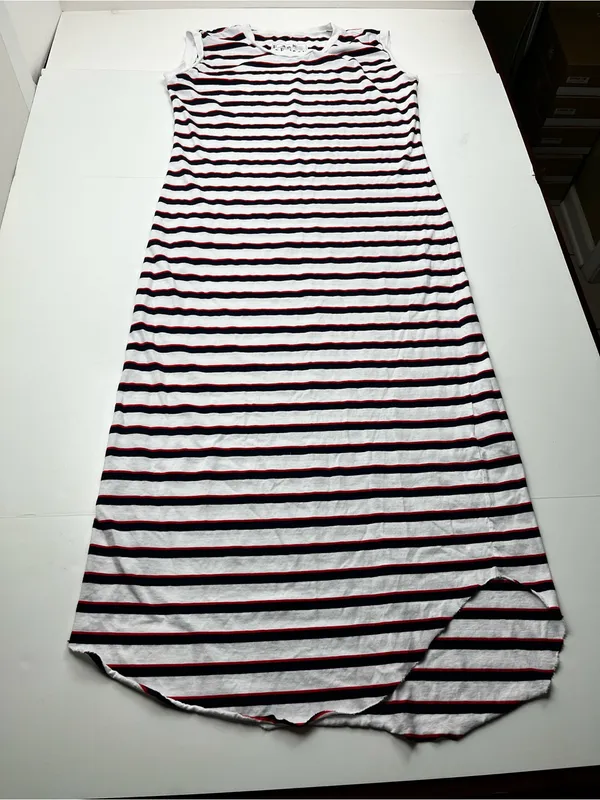 Frank & Eileen Cory Muscle Tee Maxi Dress Red Blue White Striped Crewneck Large - Image 3