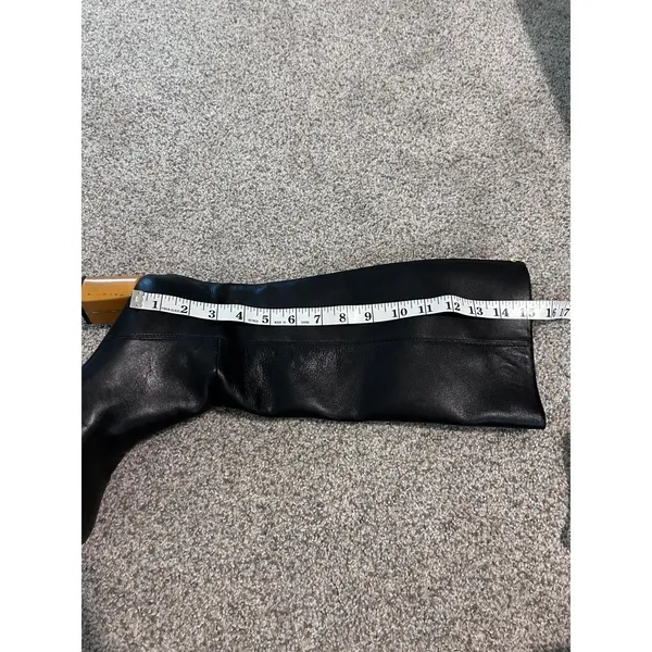 Kate Spade New York Black Leather‎ Knee High Boots Block Heel Zip Back - Image 13