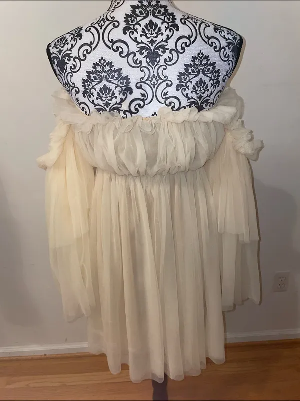 SHEIN Off-Shoulder Ruffle Chiffon Mini Dress Size Small - Image 6