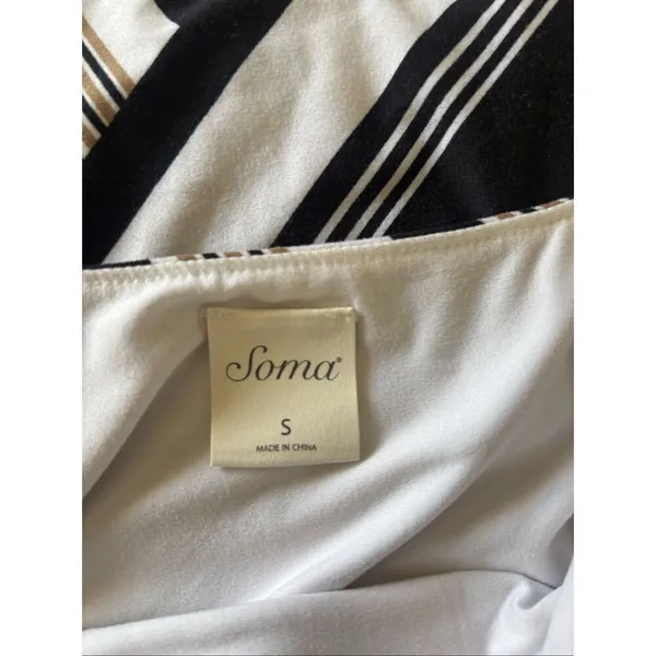 Soma Dress Womens S Midi Square Neck Pockets Sharkbite Hem Diagonal Stripe - Image 2
