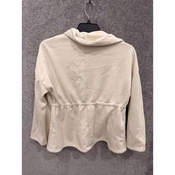 Fabletics Womens Jacket XS Cream Hooded Cinched Waist Fleece Lined OW1723541 - Image 6