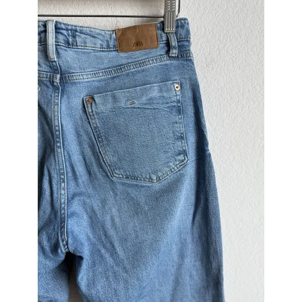 Zara Women’s Medium Wash High Rise Wide Leg‎ Baggy Jeans Blue Denim Size 8 - Image 7
