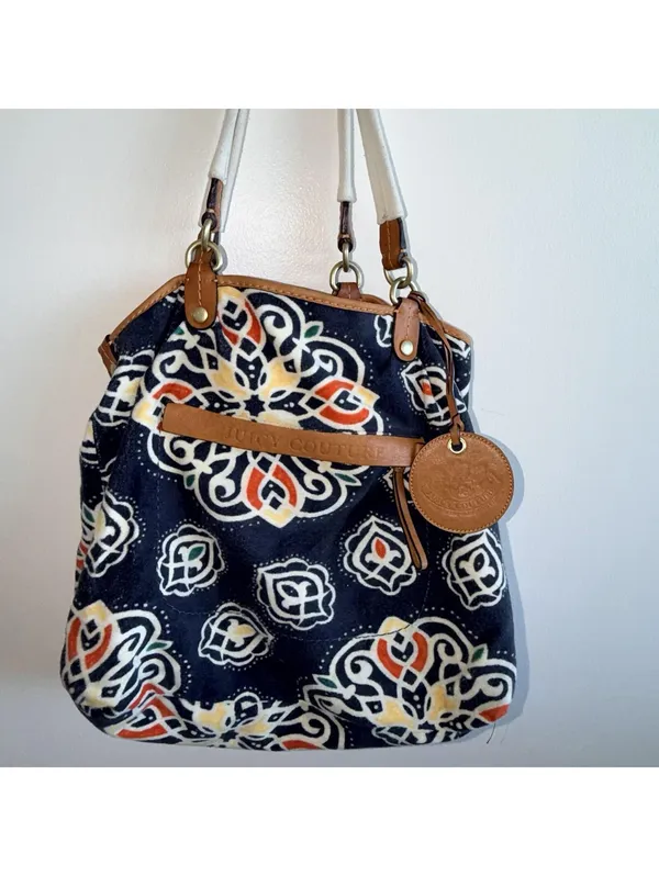 Juicy Couture Tote Bag Terry Cloth Handbag Xl Hobo Y2K OG Vintage Reversible - Image 8