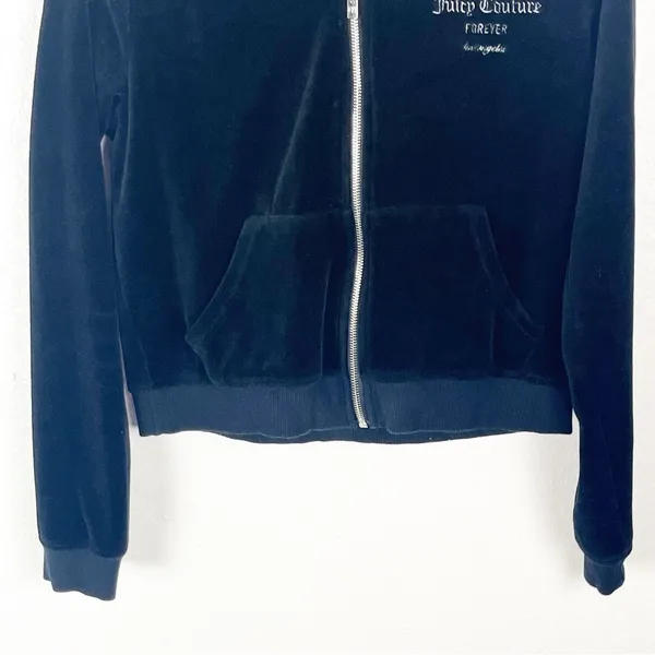 JUICY COUTURE x FOREVER 21 Black Velvet Velour 2 Piece Track Suit, Size Medium - Image 13