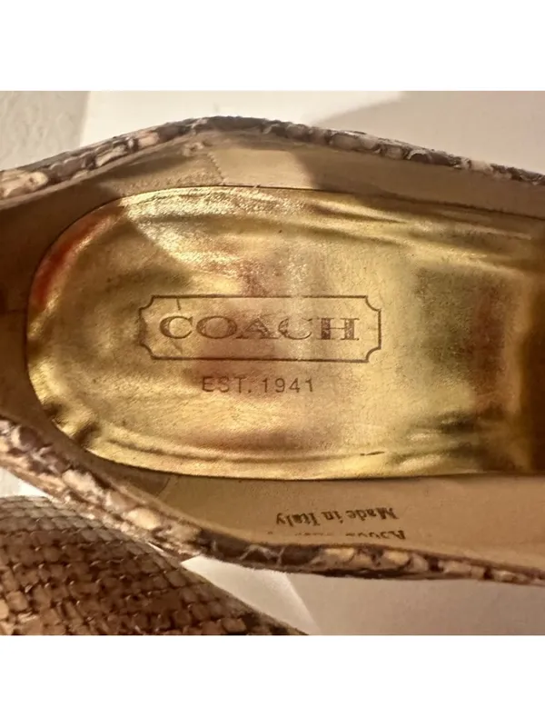 COACH Chelsey Natural Snake-Embossed Leather Round Toe Pumps High Heels Size 9 - Image 11