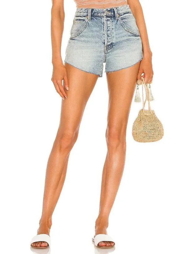 Free People Taliesin Cutoff Denim Short Mid Blue Womens Size 24 - Image 2