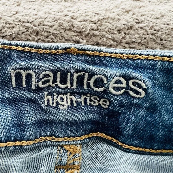 Maurices High Rise Skinny Blue Jeans Womens Small S Distressed Button-Fly - Image 8