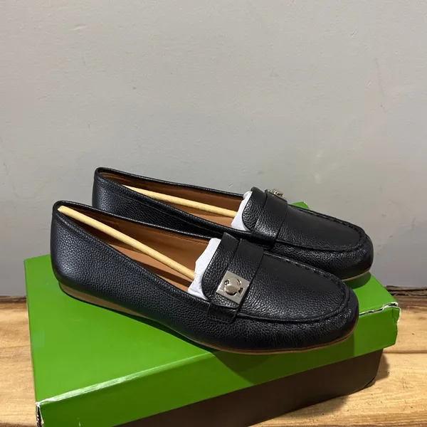 Kate Spade New York‎ Camilla Black Pebbled Leather Loafer Tan Sole sz 9.5B NIB - Image 5
