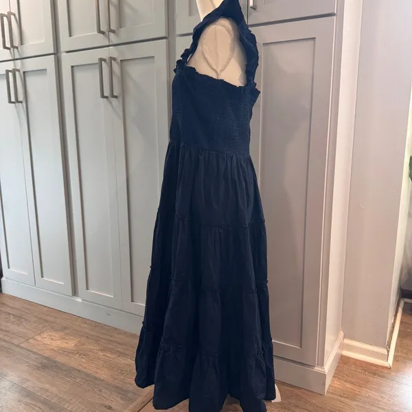 NWT Crown & Ivy Navy Smocked Tiered Midi Dress Ruffle Strap Cotton XL NEW - Image 2