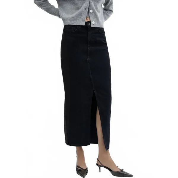 Mango Slit Denim Skirt NWT Matilda Black Wash Small - Image 6