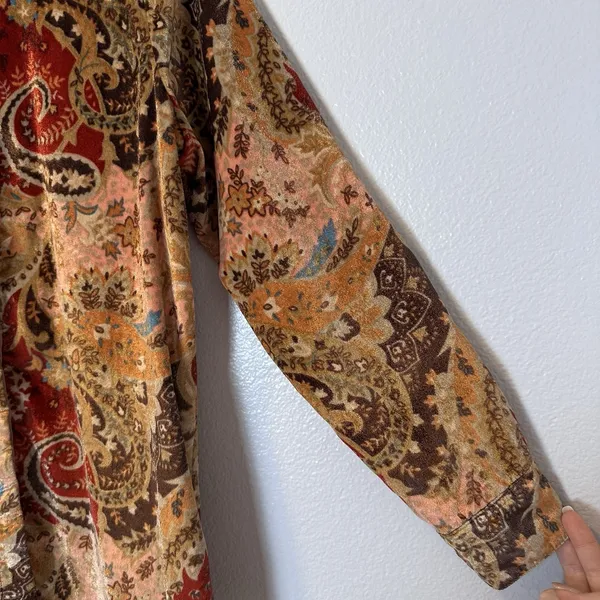 Soft Surroundings Size-S Montaigne Paisley Burnout Velvet‎ Tunic Shirt Blouse - Image 8