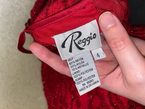 Nordstrom Reggio 90s Vintage Women Sequin Red Formal Dress Side Slit Size 4 - Image 2