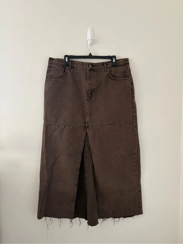 Reformation Jeans Tazz Maxi Brown Denim Skirt Size 31 - Image 2
