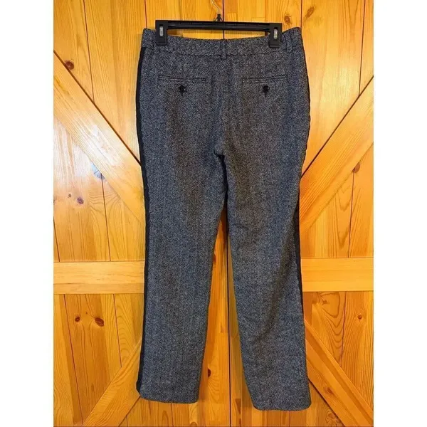 Express Editor Grey Herringbone Wool Blend Straight Leg Pants Size 6R (6678) - Image 4