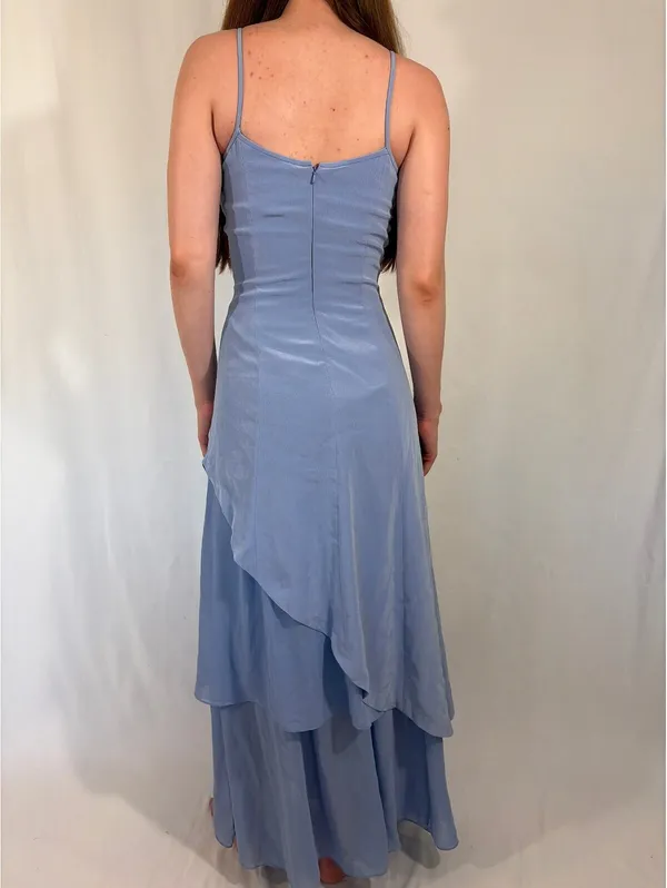 Beaded Embroidered Powder Blue Vintage Evening Dress - Image 7