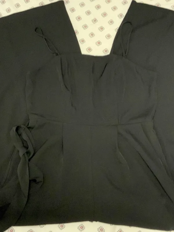 Nine West Women’s Large Formal Romper Black Strap Wide Leg Tied Flowy Chic - Image 2