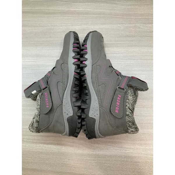 Thermal Fashion Fur Winter Hiking‎ Boots Woman Gray And Pink - Image 4