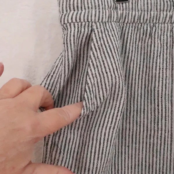 J Crew Striped Linen Blend Shorts Womens Size L Black White Coastal Beach Summer - Image 5