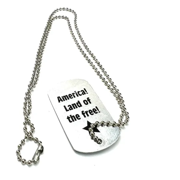 New USA America Flag Patriotic Dog Tag Necklace Land of the Free Unisex Pendant - Image 3