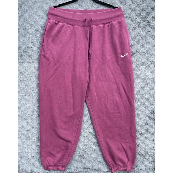 Nike Phoenix Fleece Oversized Baggy Sweatpants Joggers Size L Maroon Purple - Image 14