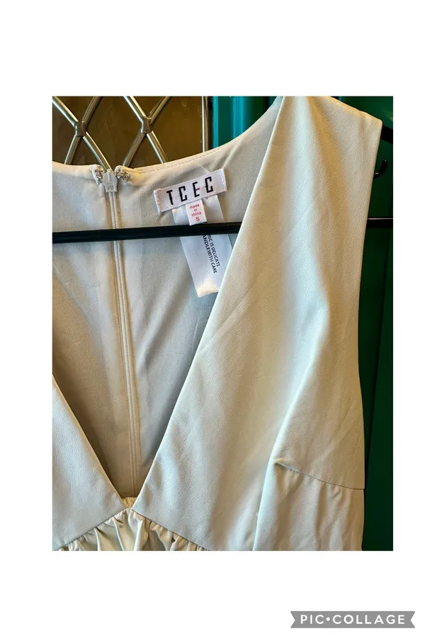 TCEC White Faux Leather Peplum Tank Small - Image 4