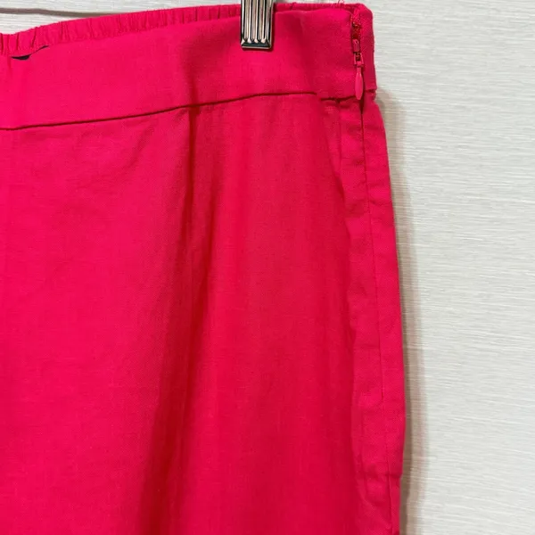 Ann Taylor Pink Linen Blend Wide Leg Cropped Pants Side Zip Size 8 High Rise - Image 5