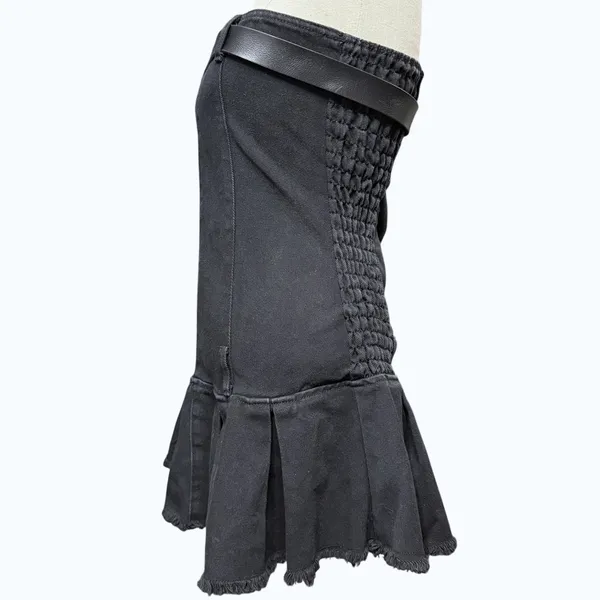 Edikted L B Mine Double Belted Denim Mini Dress Black Grunge Goth Y2K Edgy EGirl - Image 4