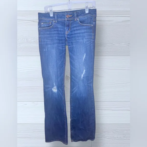 AMERICAN EAGLE Women’s Distressed Slim Bootcut Fit & Flare Jeans - Image 2