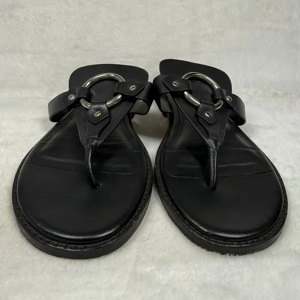 Rebecca‎ Minkoff Black Leather O-Ring Studded Thong Slide Sandals Womens 6M - Image 3