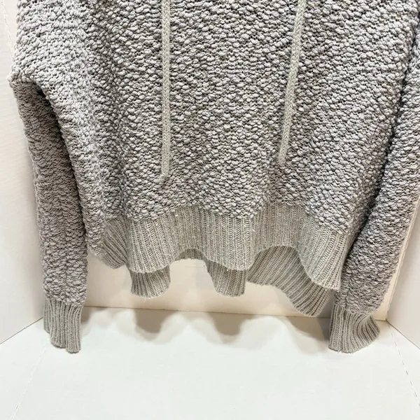 POL Women's Popcorn Chenille Hooded Sweater Grey S Oversized Cabincore Cozy - Image 3