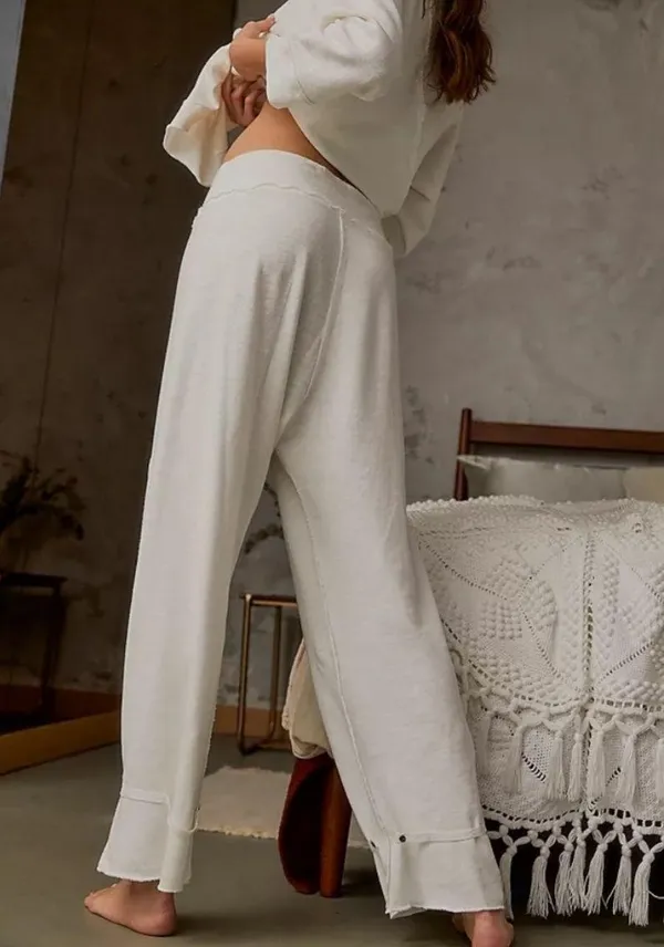 Free People NWT white Organic Cotton Lounge Pants. Size Medium - Image 4