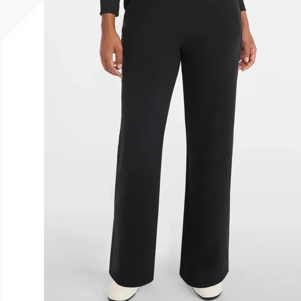 Avia Womens Black Wide Leg Fleece Pants Satin Side‎ Stripe High Rise Small NWT - Image 6