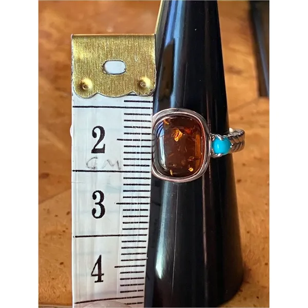 Baltic Amber Sleeping Beauty Turquoise Sterling Silver Ring Size 7 - Image 6